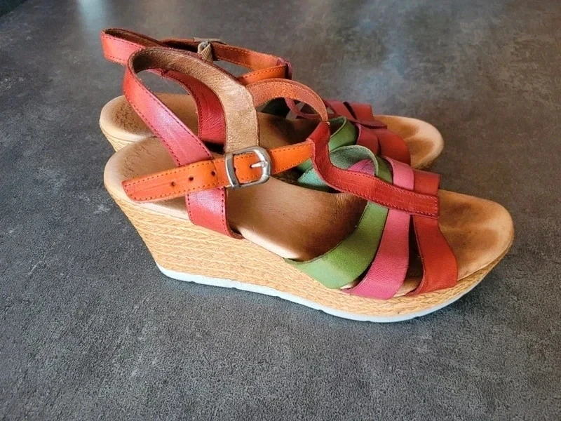 Sandalias con plataforma suela de cuero 39 – photo 2